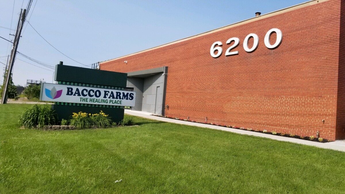 the exterior of Bacco Farms Flint Dispensary