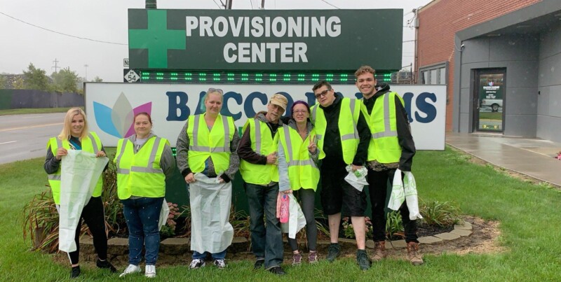 Bacco Farms Flint Dispensary Highway clean up